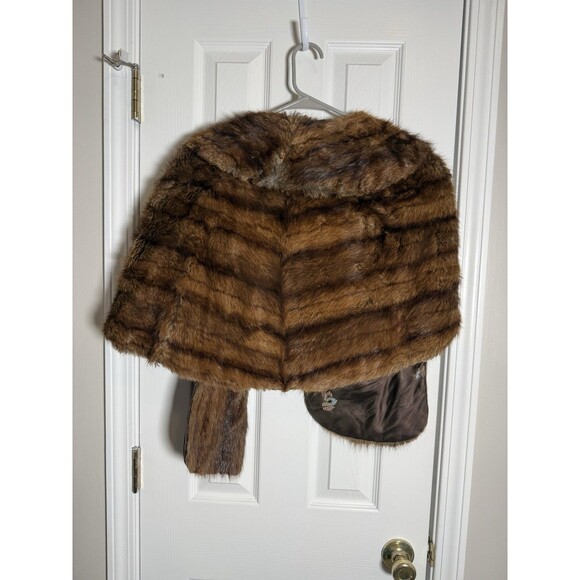 Vintage Dale Furs Brown Real Fur Capelet Jacket Open Front Cropped - Picture 10 of 16